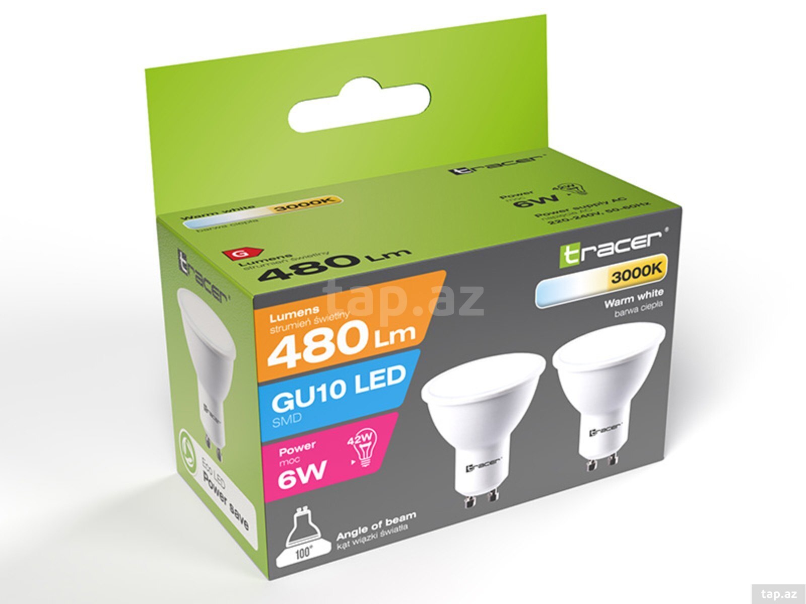 LED bulb TRACER GU10 6W=42 warm white (double pack) 2 46501 — 1