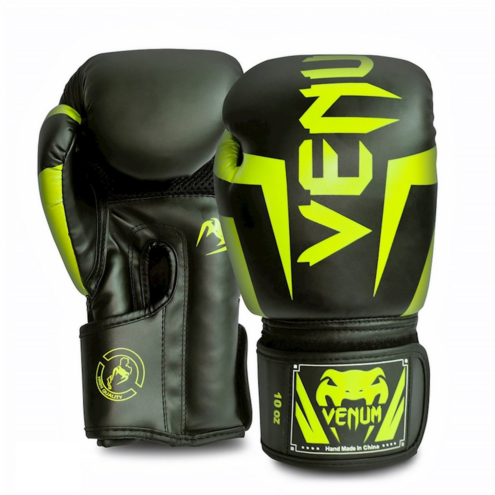 Boks əlcəkləri Venum Elite Fosfor Professional, qara, 10 oz