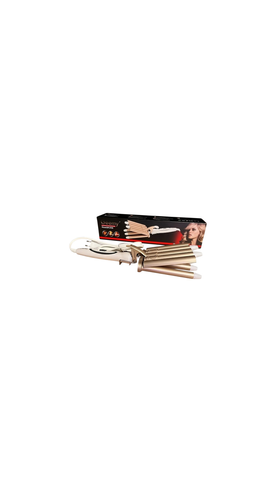 Üçbaşlı saç dalğalandırıcı Geemy GM-2932 YT25-535 60 W qızılı.