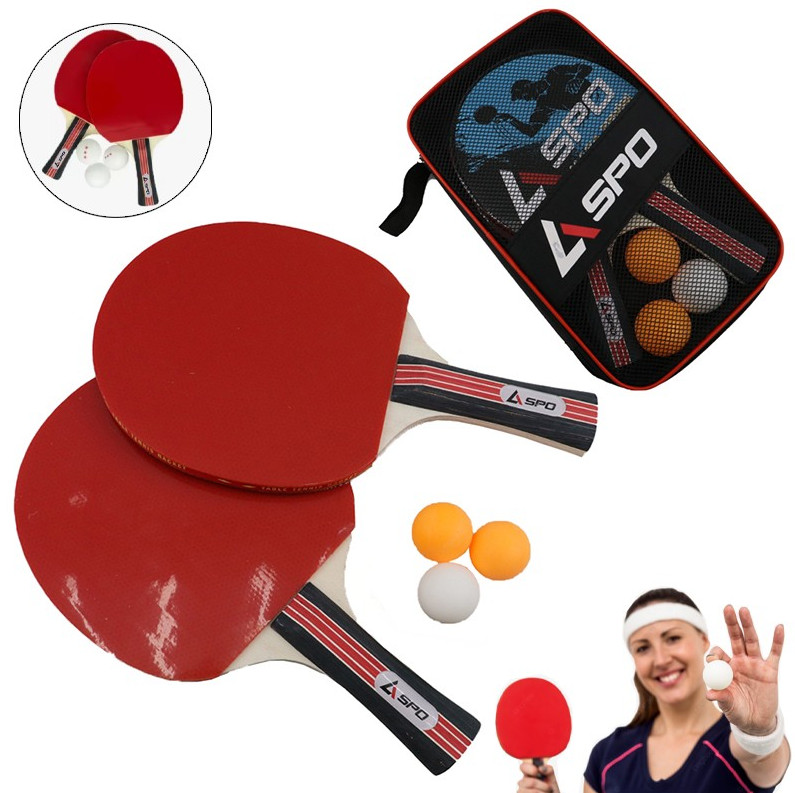 Stolüstü tennis dəsti Aspo, 2 raketka/3 top, qırmızı