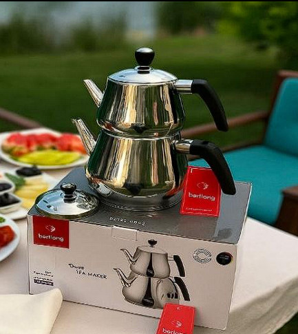 Çaydan BERLLONG KK BTPS-0193 304 keyfiyyət 18/10 çelik Su tutumu 2,5 lt Dəmlik tutumu 1,5 lt Dəmliksiz istifadə üçün qapaq - KK_Dəmir ÇAYDAN BTPS-0193