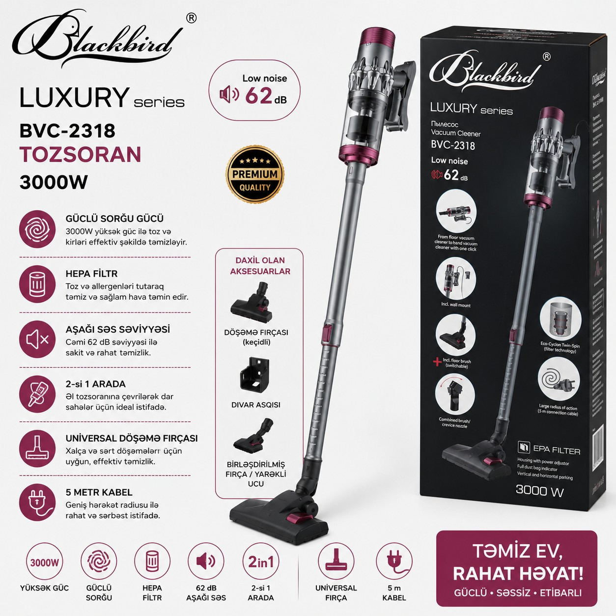 Vertikal tozsoran Blackbird BVC-2318 Gray