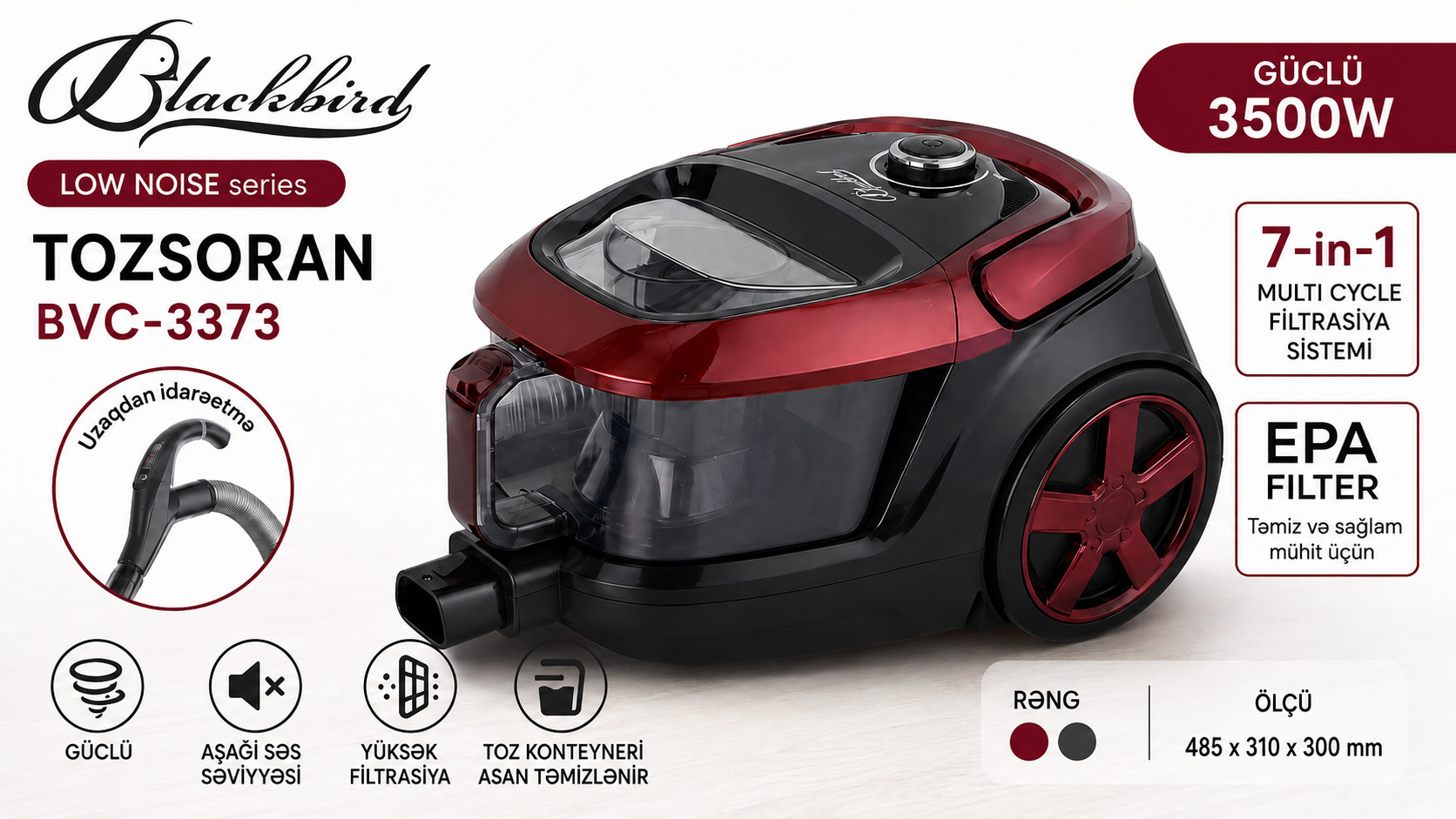 Tozsoran Blackbird BVC-3373, 3500 Vt, quru, konteyner, 2 L