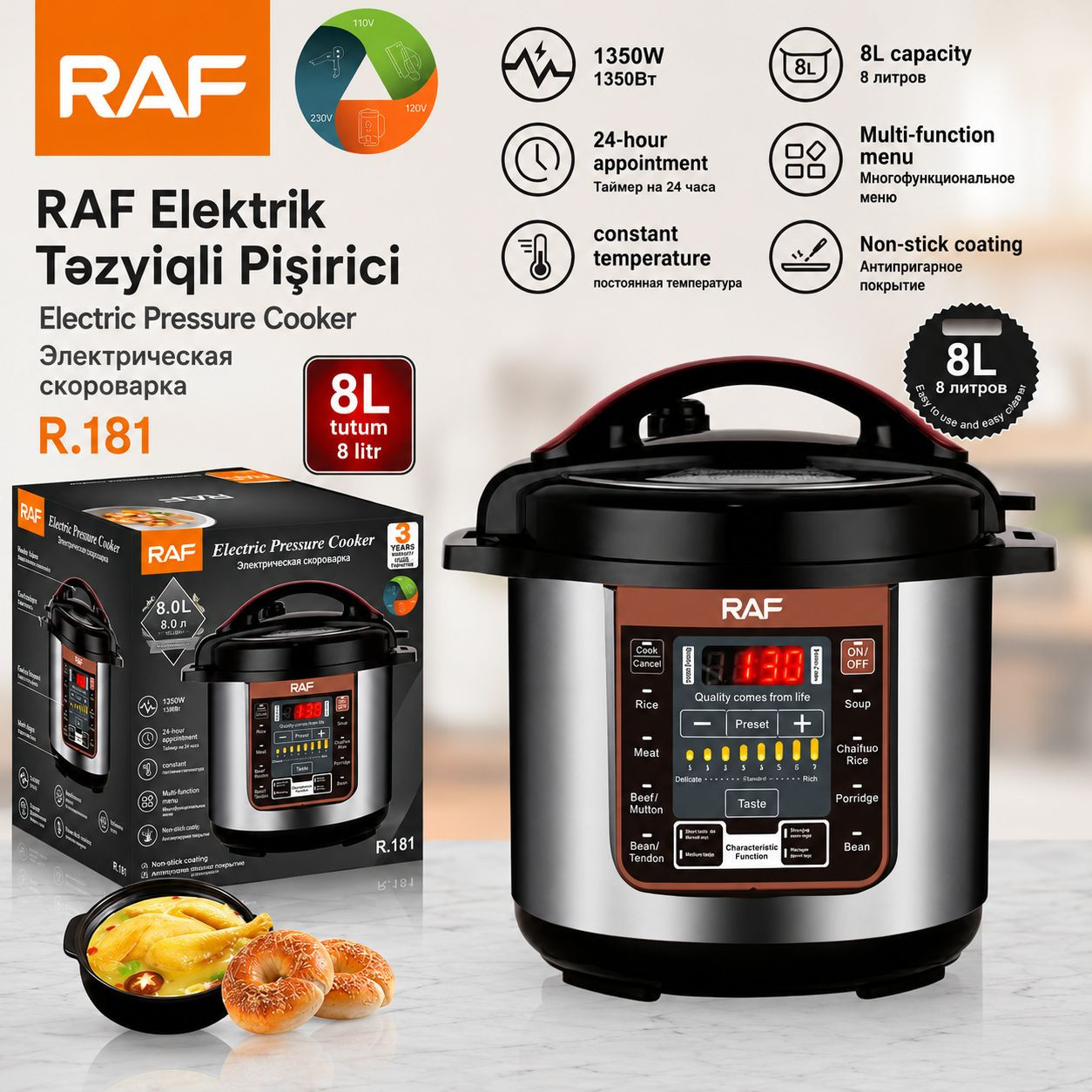 Multibişirici RAF 1350V 8L BM181 12000