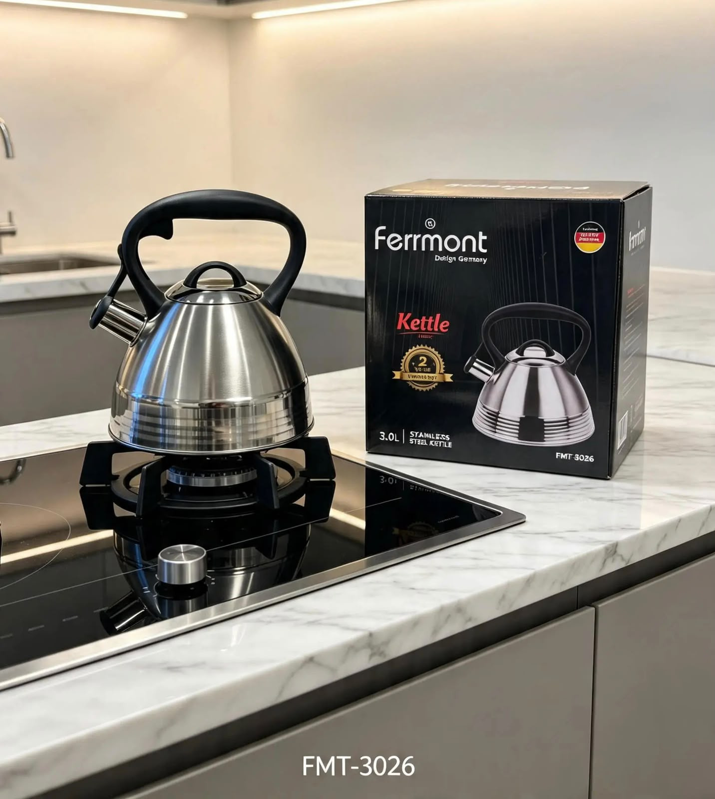 Çaydan Ferrmont SU-LI0305 FMT3026, 3000 ml, зaslanmayan polad, gümüşü
