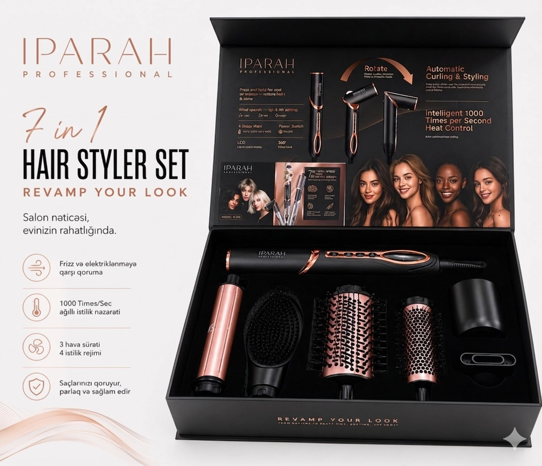 Saç üçün stayler Iparah P-510, qara/çəhrayı