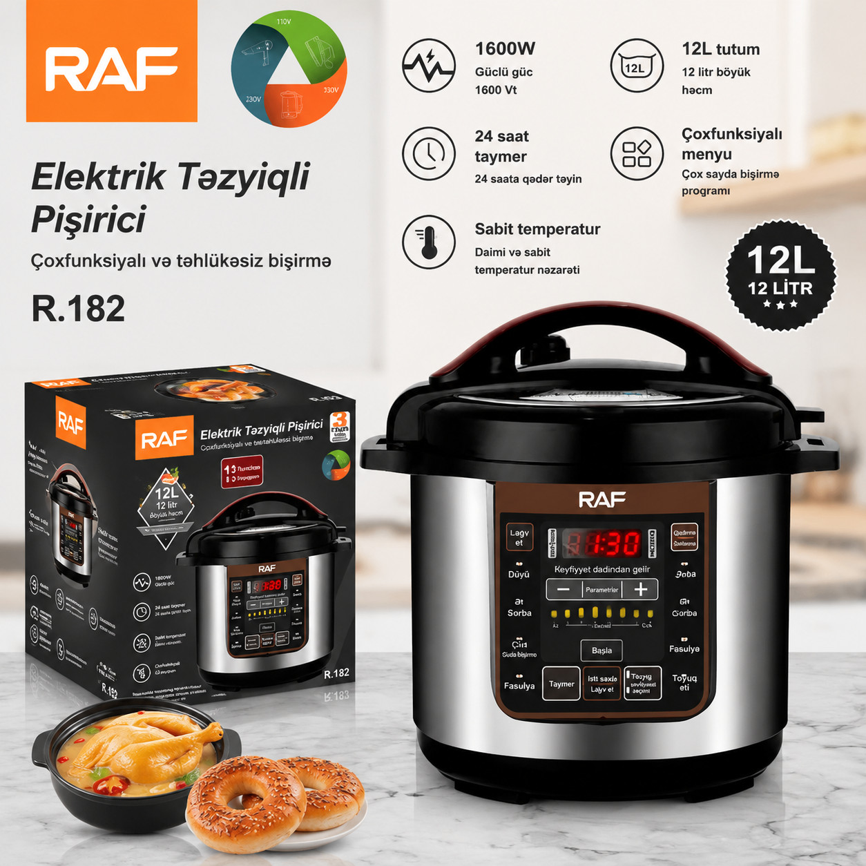 Multibişirici Raf R.182 12L 1600W
