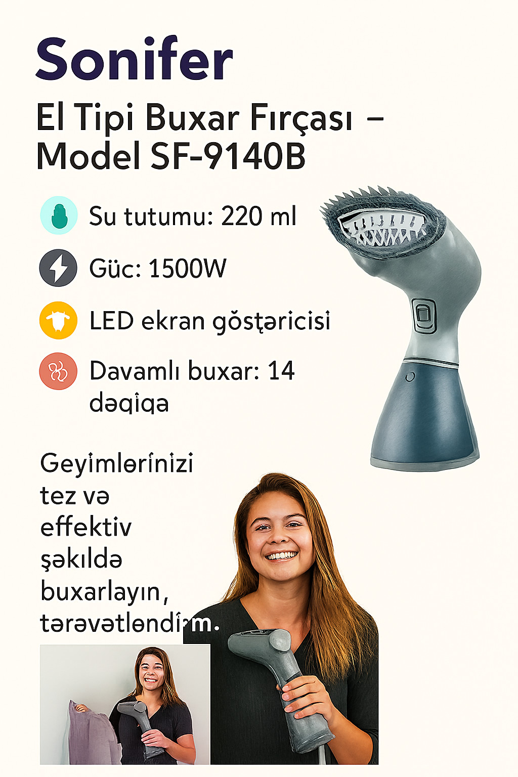Əl buxarlayıcısı Sonifer SF-9140B