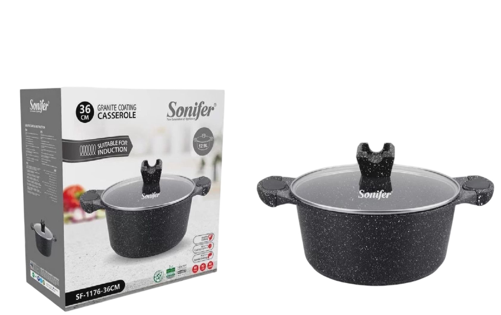 Qazan Sonifer SF-1176-24, 24 см, 4.3 l, сталь, черный
