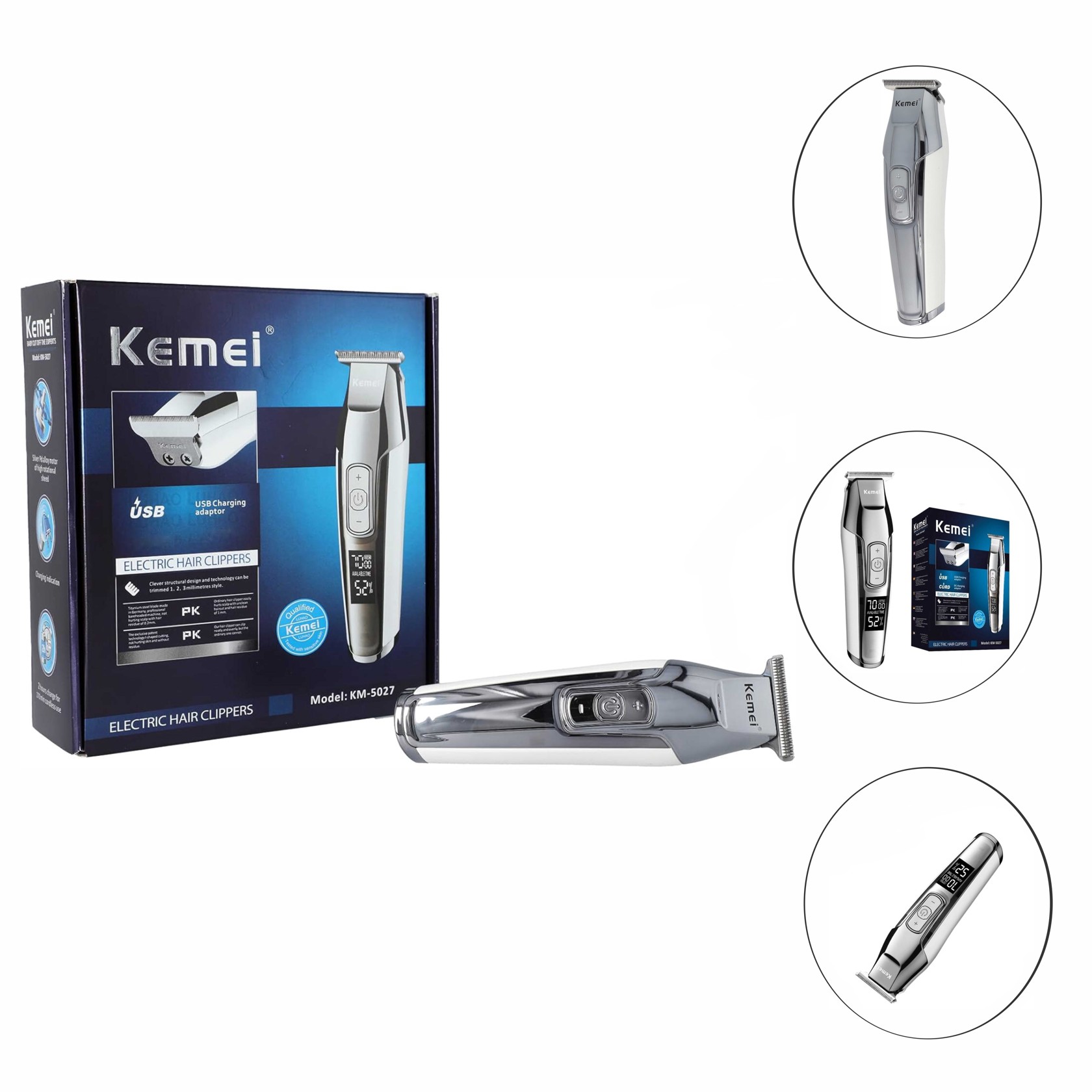 Saç kəsimi üçün cihaz Kemei KM-5027 Silver