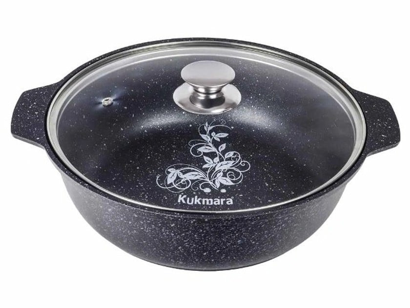 Böyük tava Kukmara Мраморная jmt32a, 26 sm, alüminium, qapaqlı, qara, 3 l - KK_mpn_000362
