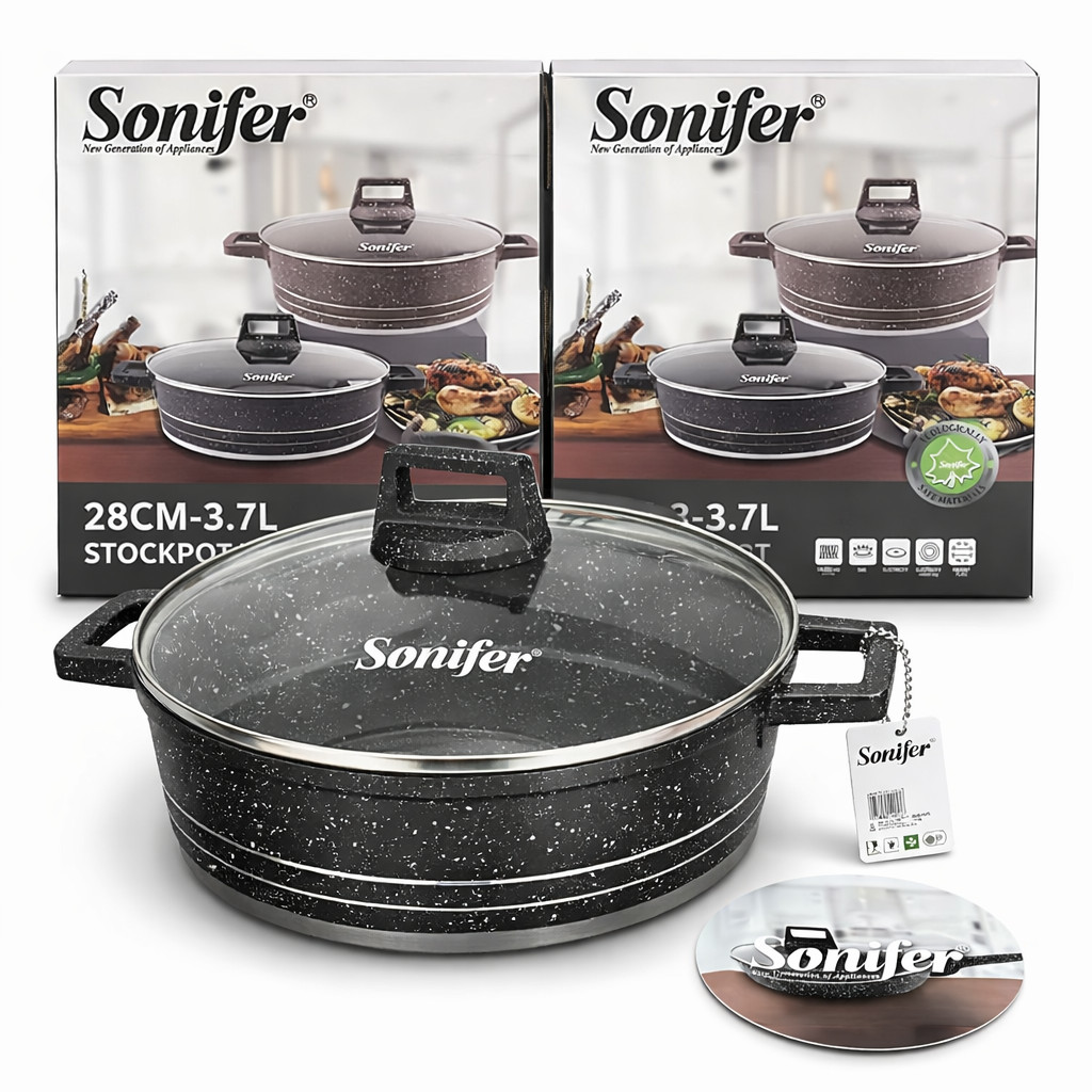 Tava Sonifer SF1173, 28 sm, 3.7 l, qapaqlı, qara